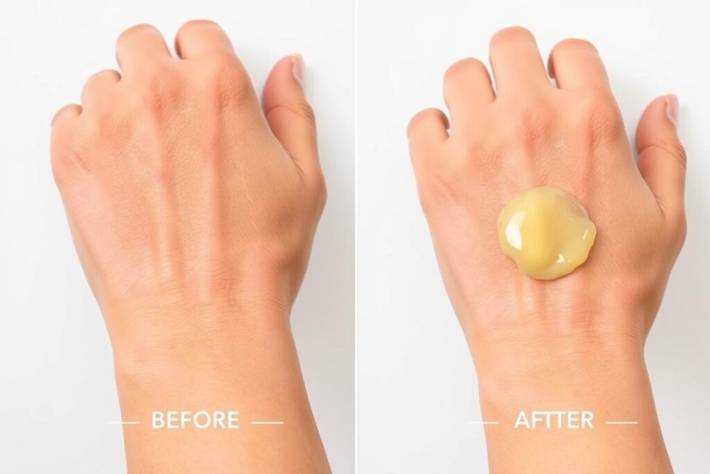 Before and after images of skin treated with tallow balm Before and after images of skin treated with tallow balm
